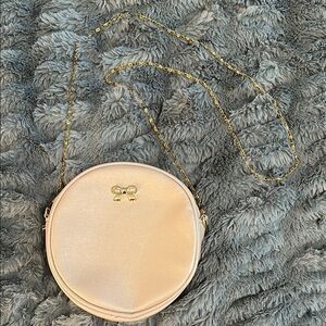 Blush Pink Circle Bag w Gold Chain